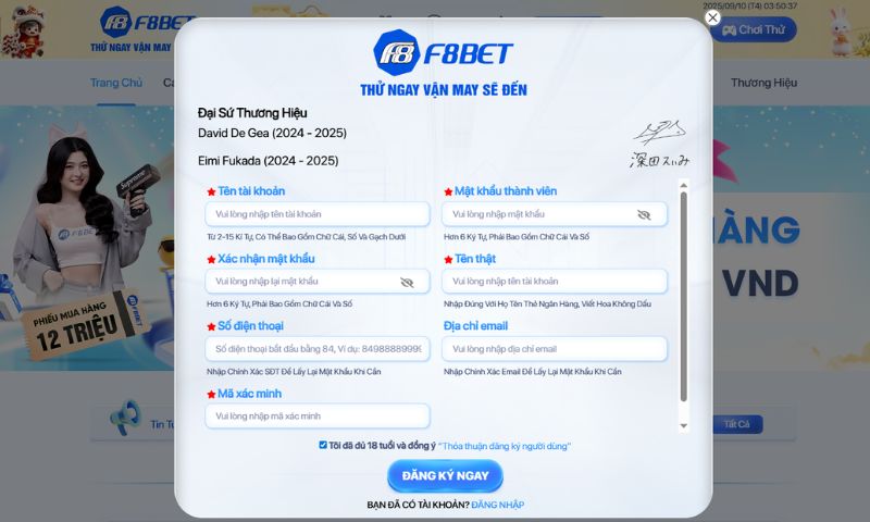 Các bước đăng ký F8bet chi tiết